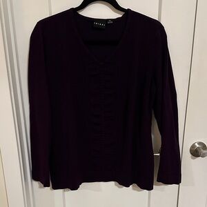 Tribal Deep Purple Long Sleeve V-Neck Sweater